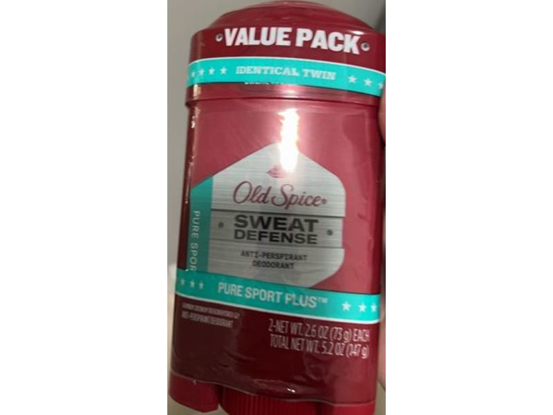 Old Spice Sweat Defense Anti-Perspirant Deodorant, Pure Sport Plus, 2.6 oz/73 g, Pack Of 2