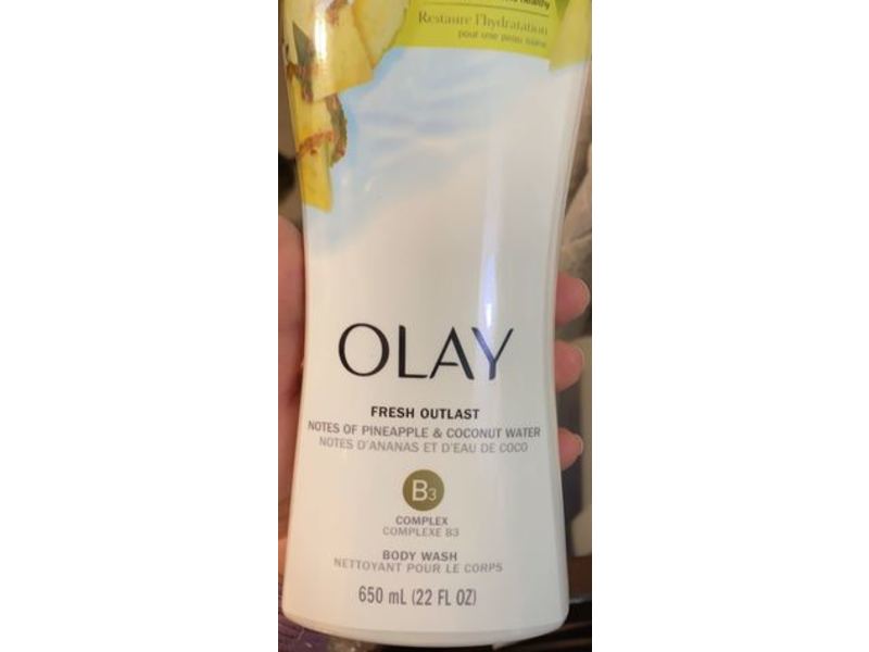 Olay Fresh Outlast B3 Complex Body Wash, Pineapple & Coconut Water, 22 fl oz/650 mL