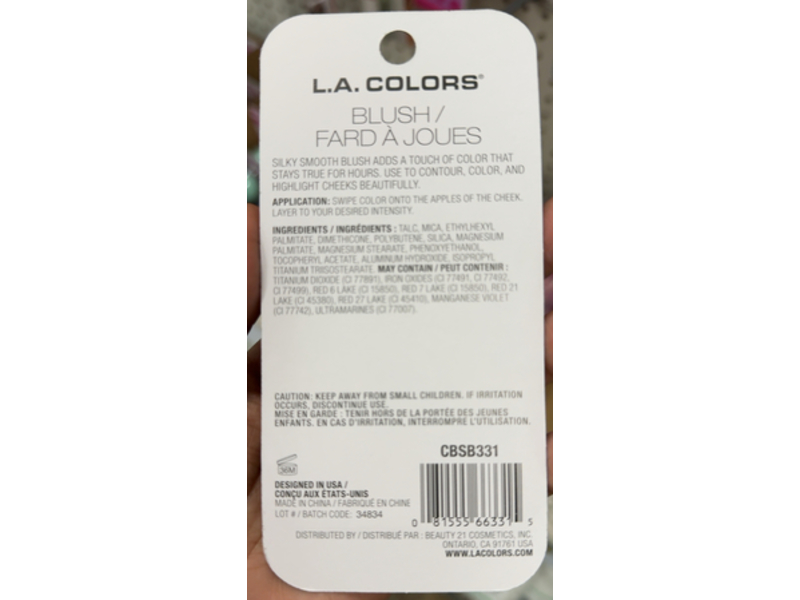 L.A Colors Blush, CBSB331 Peach Rose, 0.13 oz/3.8 g