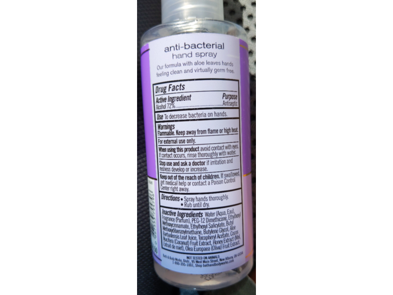Bath And Body Anti-Bacterial Hand Spray French Lavender, 3fl oz/88 mL