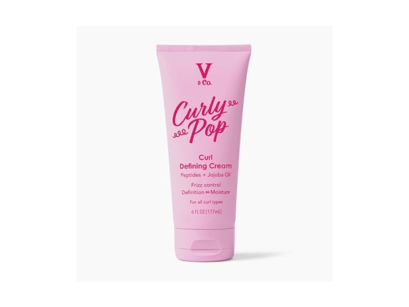 V & Co. Curly Pop Curl Defining Cream, Peptides & Jojoba Oil, 6 fl oz/177 mL