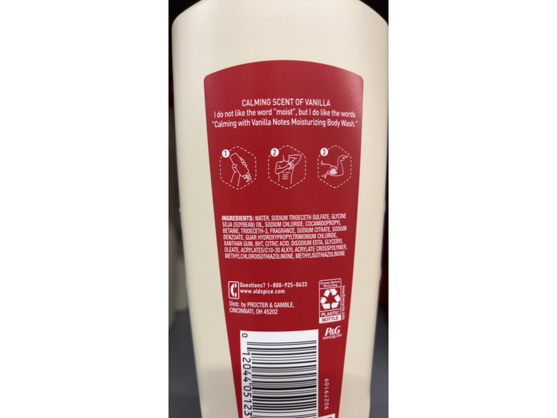 Old Spice Men's Body Wash, Calming Vanilla Notes, 18 fl oz/532 mL