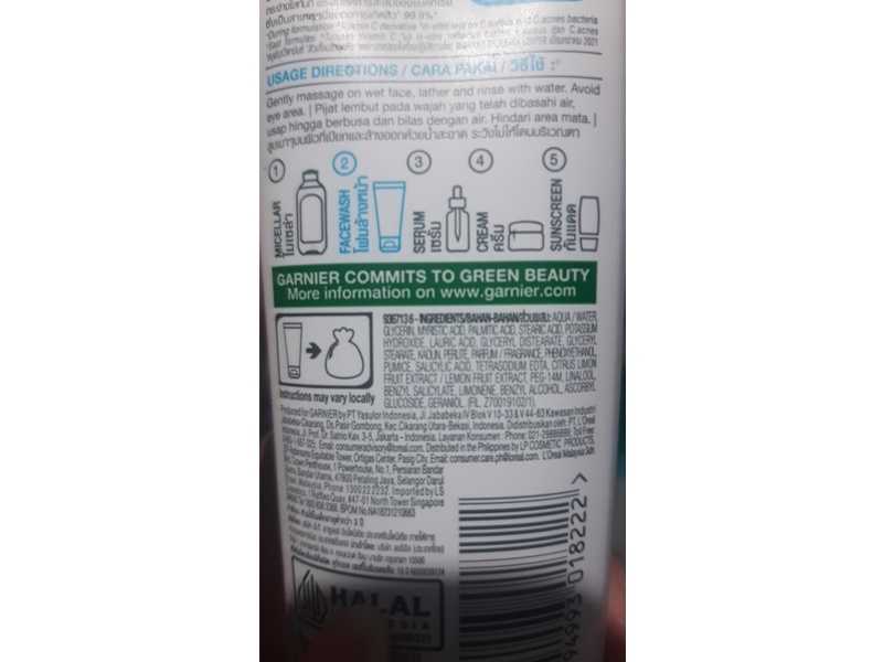Garnier Bright Anti-Acne Face Wash, 2% Vitamic C + Salicylic + Mineral, 100 mL