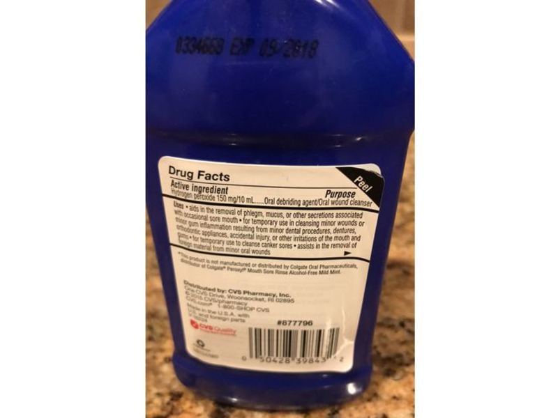 CVS Health Peroxide Sore Mouth Cleanser, Soothing Mint, 8 fl oz/236 mL