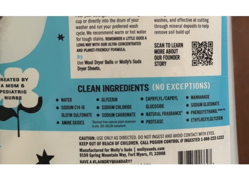 Molly's Suds Liquid Laundry Detergent, Peppermint, 100 Loads, 52 fl oz