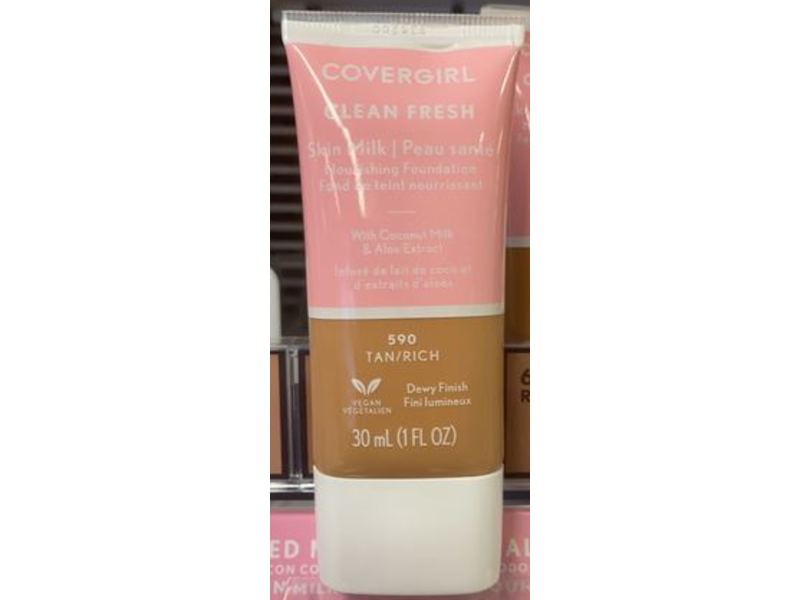 Covergirl Clean Fresh Skin Milk Foundation, Dewy Finish, 590 Tan/Rich, 1 fl oz/30 mL