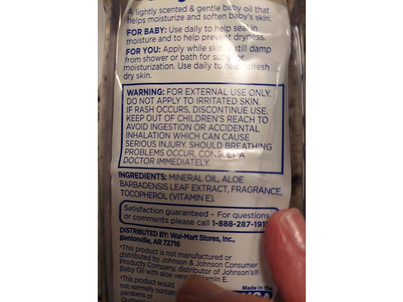 Equate Baby Hypoallergenic Baby Oil, Aloe Vera And Vitamin E