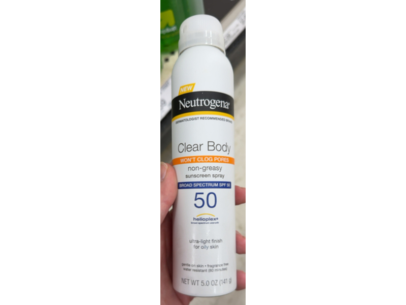 Neutrogena Clear Body Sunscreen Spray, SPF 50, 5 oz/141 g
