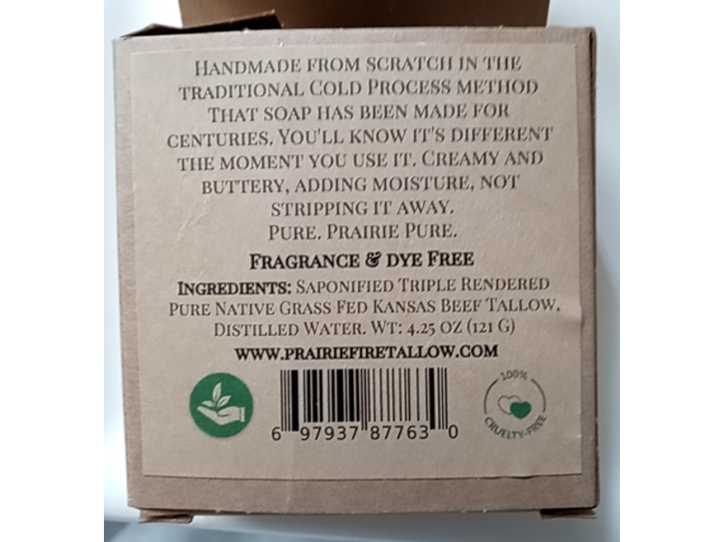 Prairie Fire Beef Tallow Soap, 4.25 oz/121 g