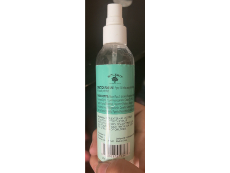 Bolero Facial Mist Soothe, Green Tea & Mint, 4 fl oz/118 mL