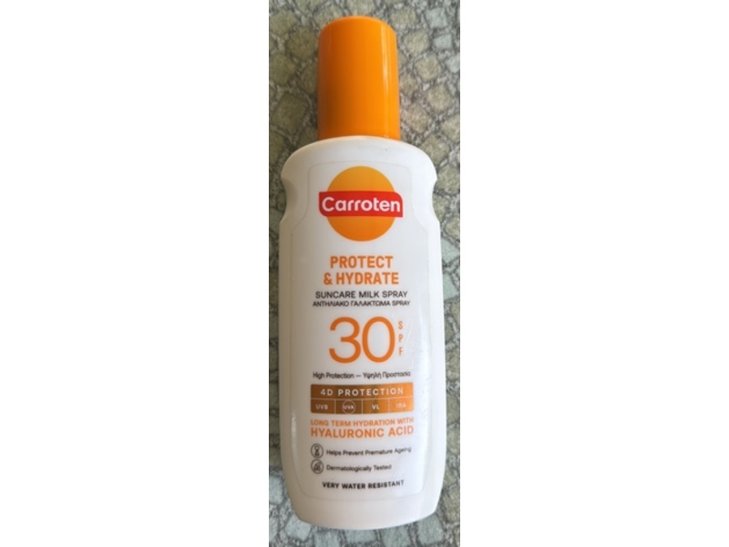 Carroten Protect & Hydrate Suncare Milk Spray, SPF 30, Hyaluronic Acid, 200 mL