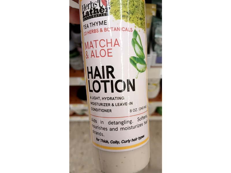 Herbsn Lather Tea Thyme Hair Lotion, Matcha & Aloe, 8 oz/240 mL