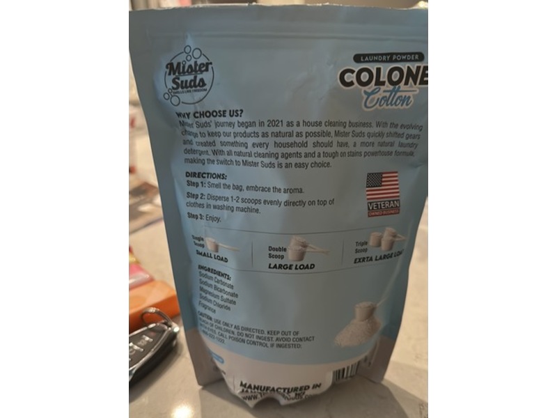 Mister Suds Laundry Powder, Colonel Cotton, 84 Loads, 48 oz/1.36 kg