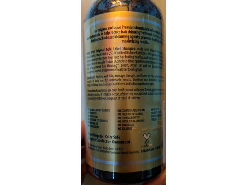 Purad'or Anti Hair-Thinning Shampoo, Original Gold Label, 16 fl oz/473 mL