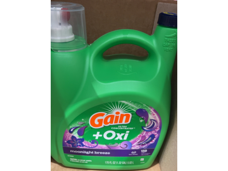 Gain +Oxi Liquid Laundry Detergent, Moonlight Breeze, 159 Loads ,170 fl oz/5.02 L