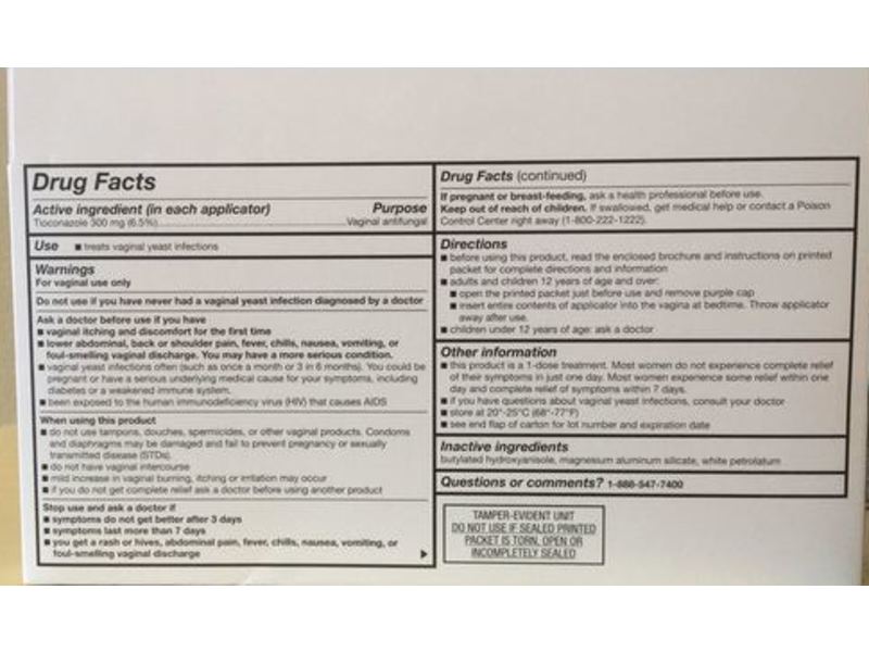 Up & Up 1-Dose Treatment Tioconazole 1, Vaginal Antifungal, 0.16 oz/4.6 g
