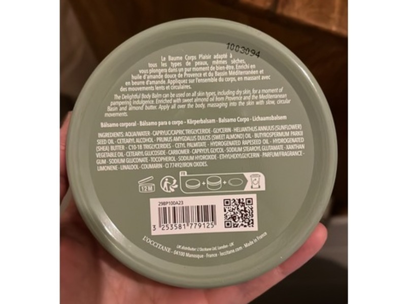 L'Occitane En Provence Delightful Body Balm with Almond Oil, 3.4 oz/100 mL