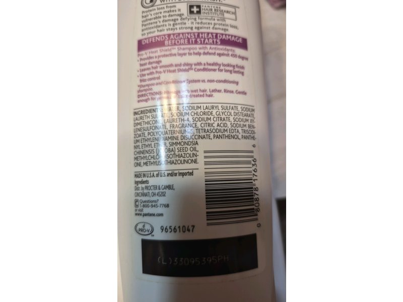 Pantene Pro-V Heat Shield Thermal Prep Shampoo, 12.6 fl oz/375 mL