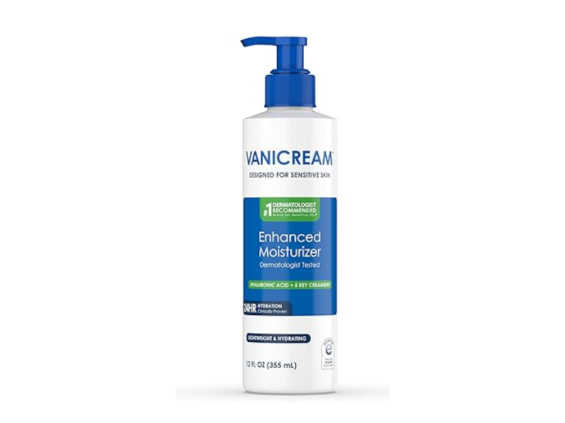 Vanicream Enhanced Moisturizer, Hyaluronic Acid + 5 Key Ceramides, 12 fl oz/355 mL.
