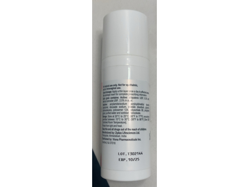 Adapalene and Benzoyl Peroxide Topical Gel 0.3%/2.5%, 45 g, Viona (Rx)