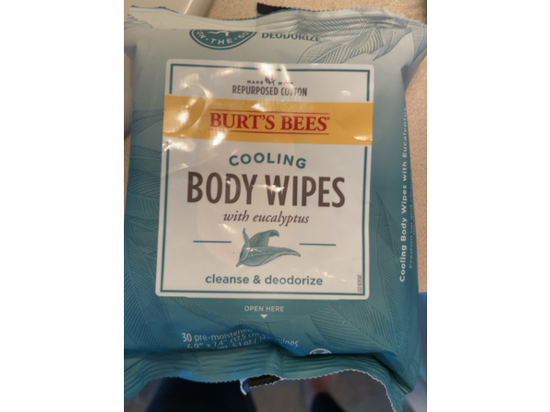 Burts Bees Cooling Body Wipes, 5.1 oz/144.5 g, 30 Count