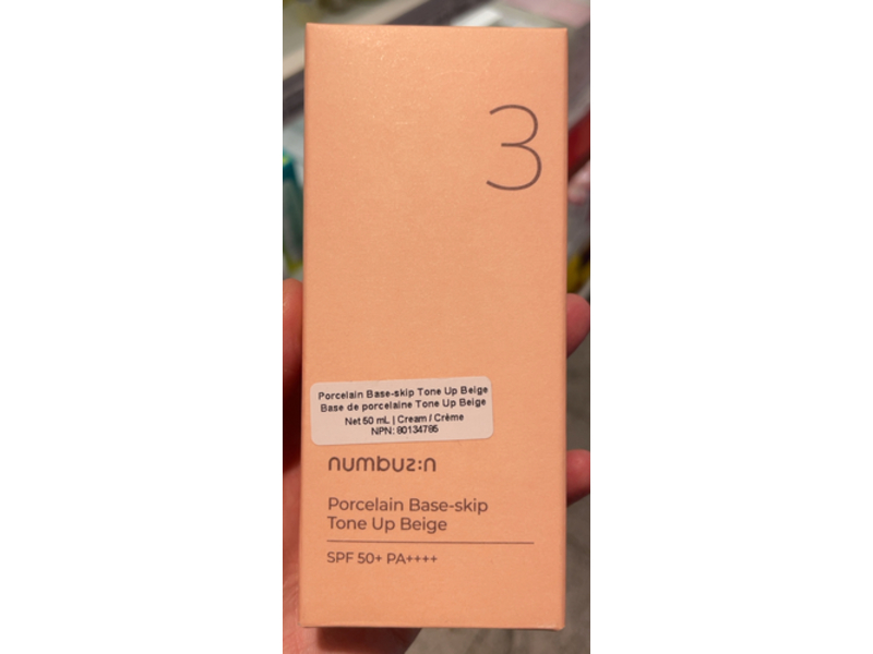 numbuzin No.3 Porcelain Base, Beige, SPF 50+ PA++++ ,1.69 fl oz/50 mL
