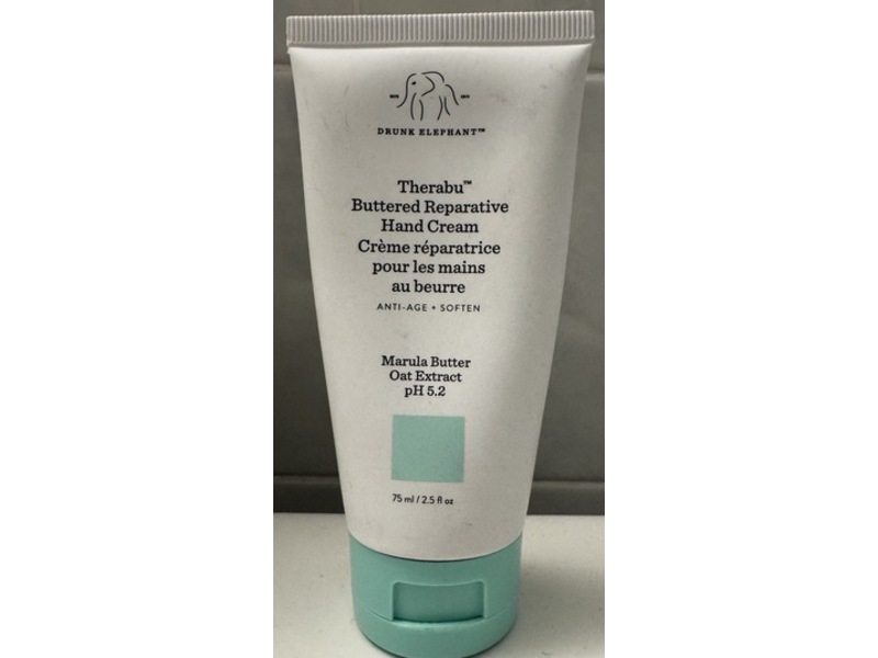 Drunk Elephant Therabu Buttered Reparative Hand Cream, Marula Butter & Oat Extract, 2.5 fl oz/75 mL