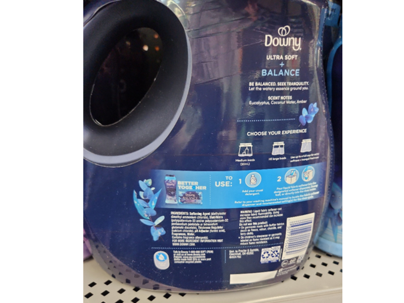 Downy Ultra Soft + Balance Fabric Softener, Crisp Rain & Blue Eucalyptus, 138 Loads, 93 fl oz/2.76 L