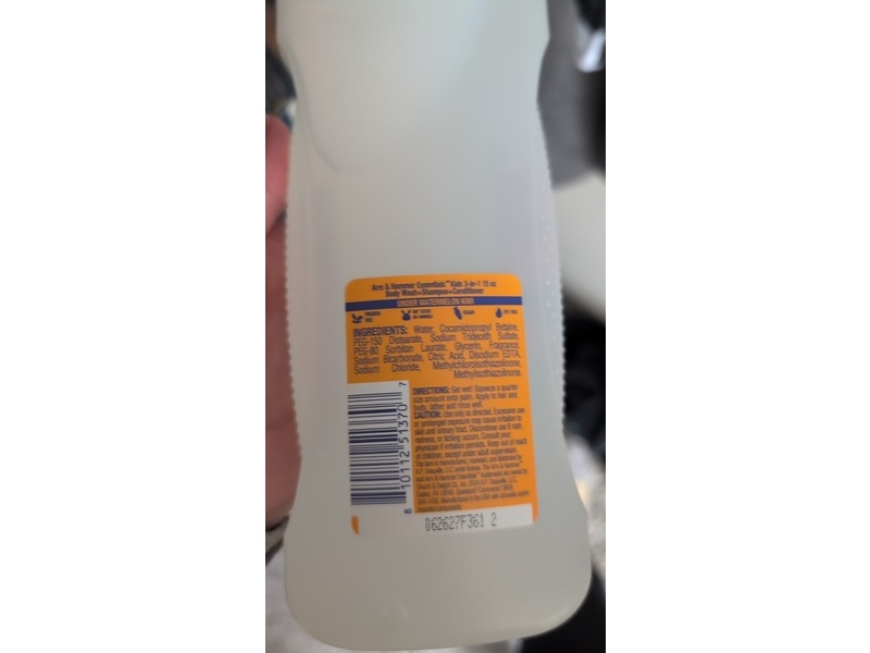 Arm & Hammer Essentials Kids 3-In-1 Body Wash+Shampoo+Conditioner, Under Watermelon Kiwi, 15 fl oz/443.6 mL