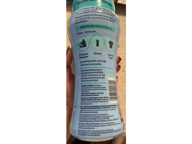 Downy In-Wash Scent Booster, Cool Cotton, 13.4 oz/379 g