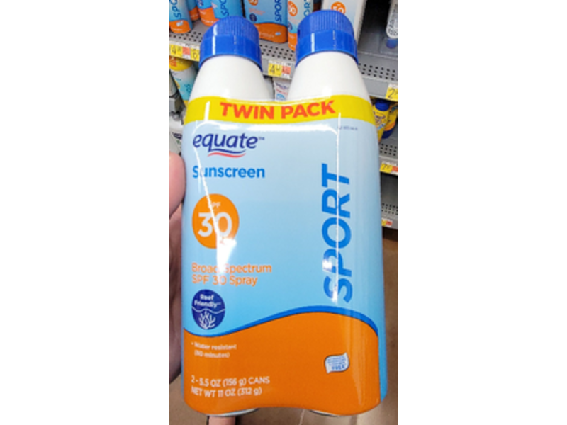 Equate Sport Sunscreen, SPF 30, 5.5 oz, Twin Pack