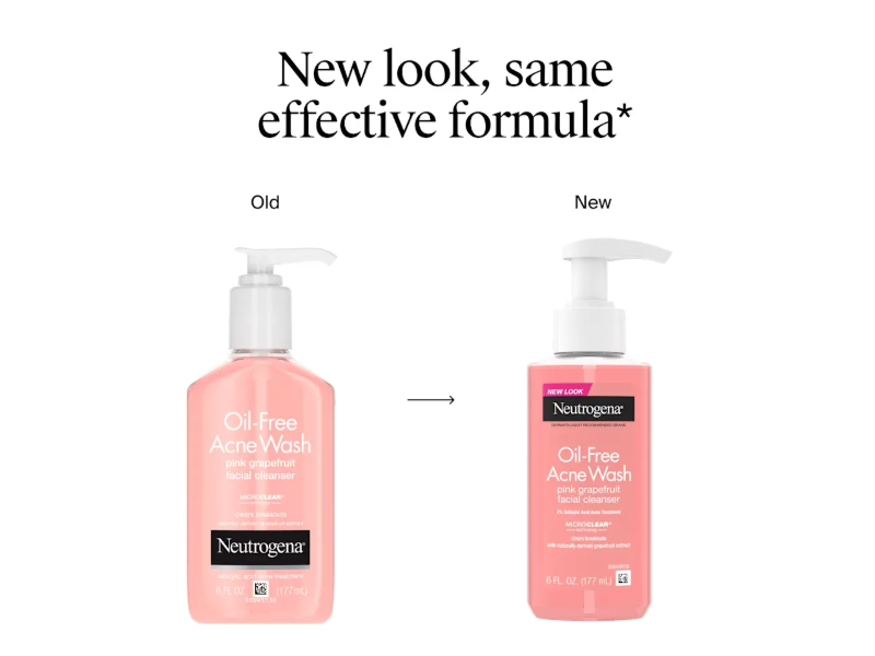Neutrogena Oil-Free Acne Wash Facial Cleanser, Pink Grapefruit, 175 mL