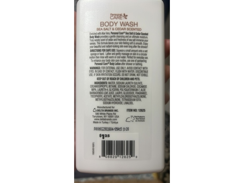 Personal Care Body Wash, Sea Salt & Cedar Scented, 15 fl oz/444 mL