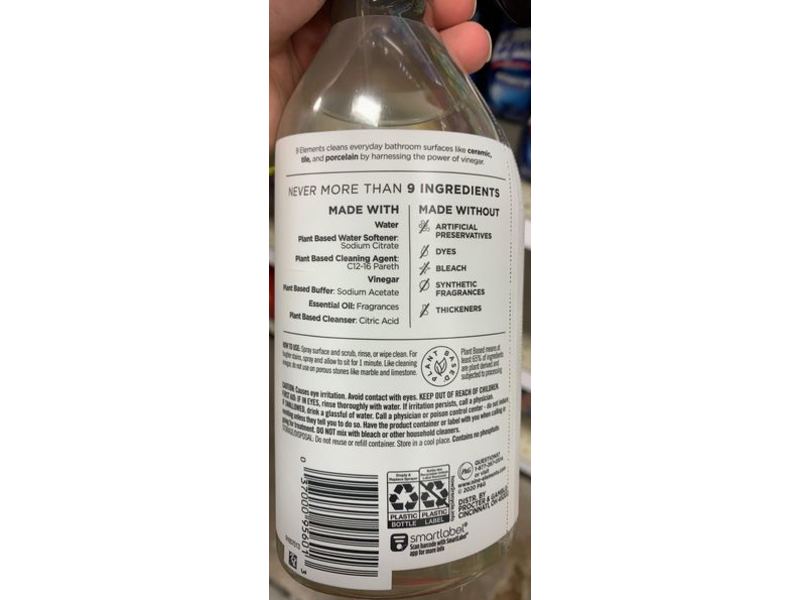 9 Elements Bathroom Cleaner, Eucalyptus Scent, 18 fl oz/532 mL, Pack Of 3
