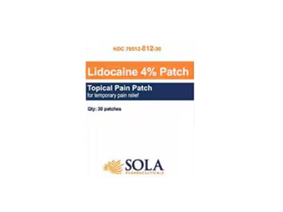 Sola Pharmaceuticals Lidocaine 4% Topical Pain Patch, 30 Count