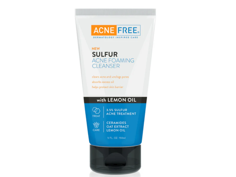 Acne Free Sulfur Acne Foaming Cleanser, Lemon Oil, 5 fl oz/150 mL