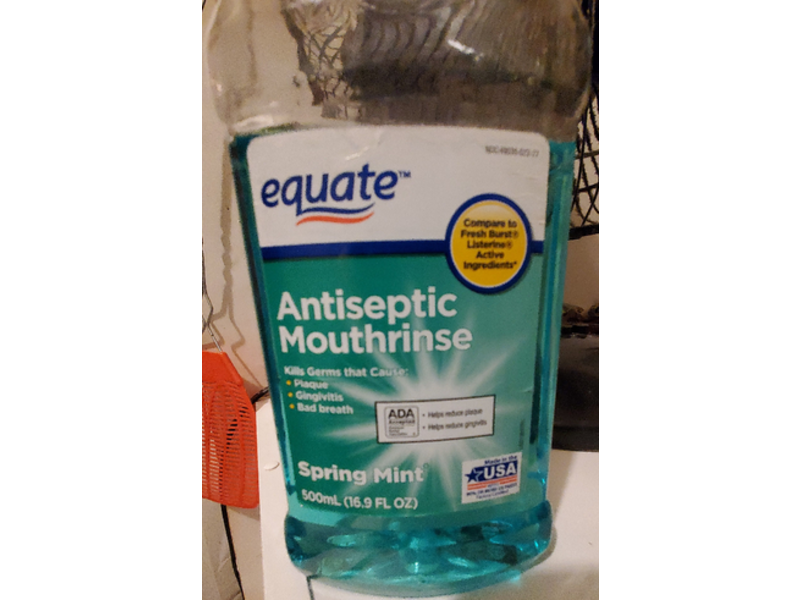 Equate Antiseptic Mouthrinse, Spring Mint, 16.9 fl oz/500 mL