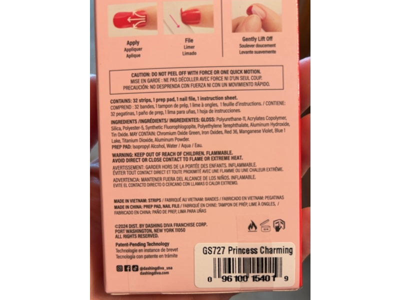 Dashing Diva Gloss Ultra Shine Gel Nail Strips Kit, Princess Charming, 32 Count