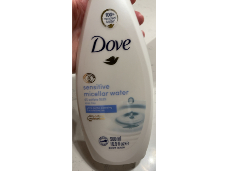 Dove Sensitive Micellar Water Body Wash, 16.9 fl oz/500 mL
