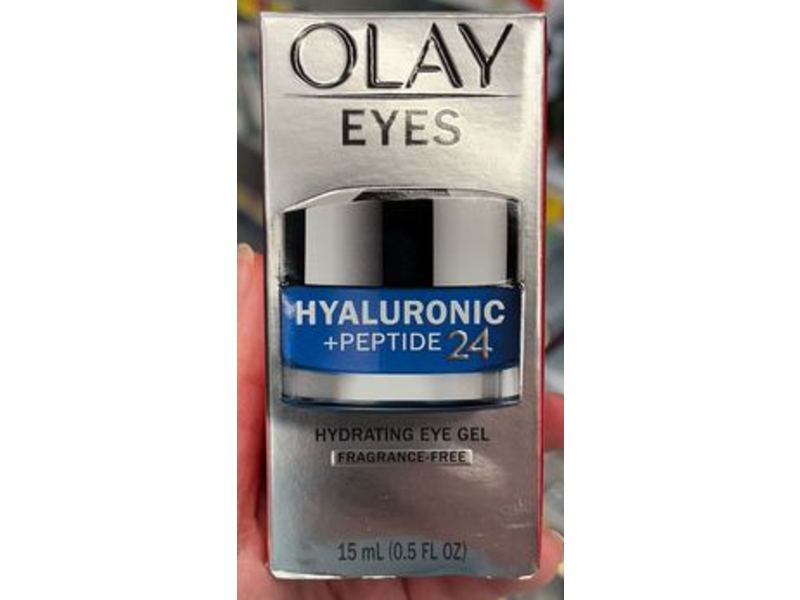 Olay Hyaluronic + Peptide 24 Hydrating Eye Gel, Fragrance Free, 0.5 fl oz/15 mL