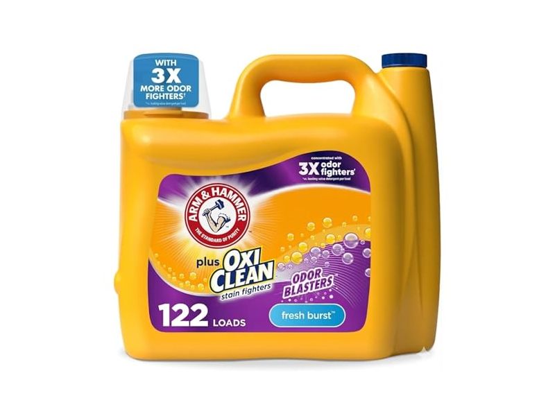 Arm & Hammer Plus Oxi Clean Stain Fighters Odor Blasters Detergent, Fresh Burst Scent, 122 Loads, 158.6 fl oz/4.69 L