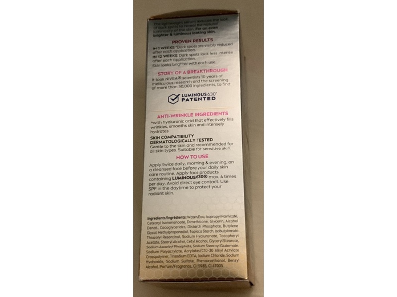 Nivea Luminous Dark Spot Solution Serum, 1.01 fl oz/30 mL