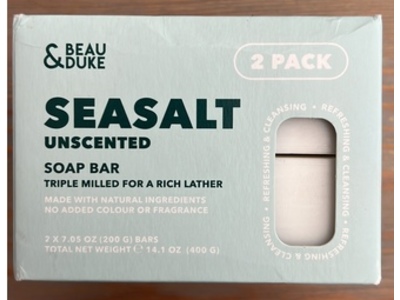 Beau & Duke Soap Bar, Seasalt, 7.05 oz/200 g, Pack Of 2