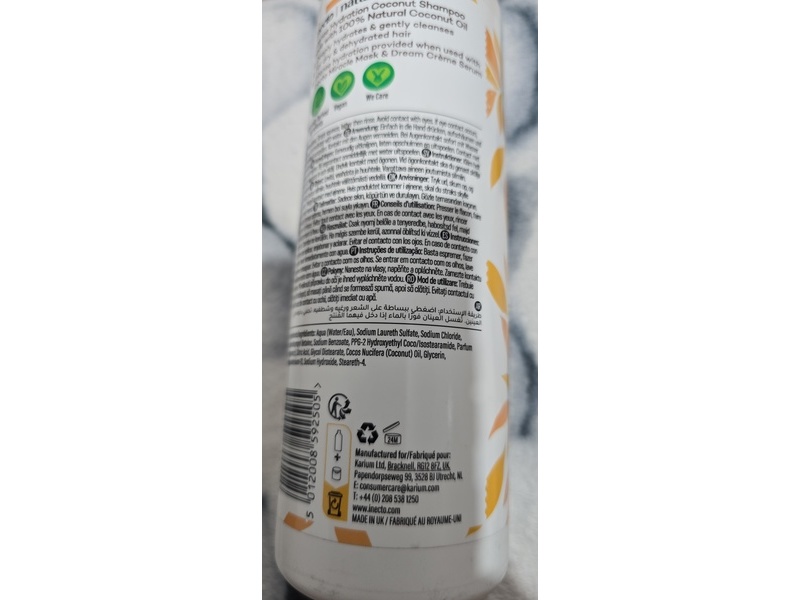 Inecto Naturals Intense Hydration Coconut Shampoo, Dry Hair, 16.9 fl oz/500 mL