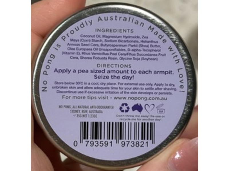 No Pong Deodorant, Fragrance Free, 1.23 fl oz/35 g