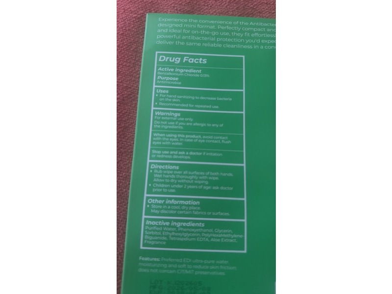 Minee Antibacterial Hand Wipes, 6 Count, Pack Of 10