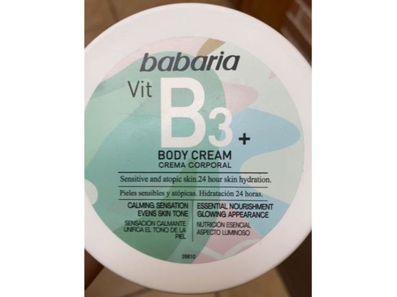 Babaria Vit B3 Body Cream, Crema Corporal, 13.5 fl oz/400 mL