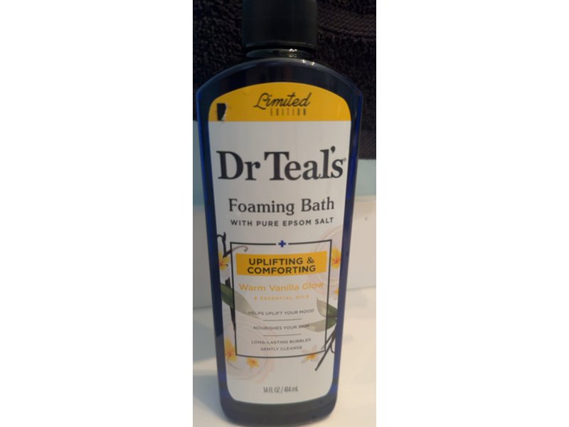 Dr Teal's Pure Epsom Salt Foaming Bath, Warm Vanilla Glow, 14 fl oz/414 mL