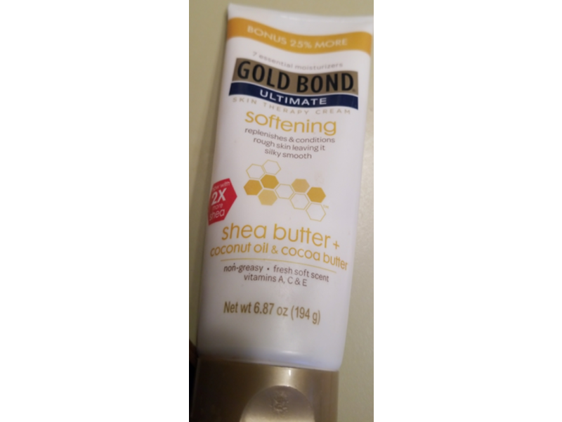 Gold Bond Ultimate Skin Therapy Cream, Softening, Shea Butter Coconut + Coconut Oil & Cocoa Butter, 6.87 oz/194 g