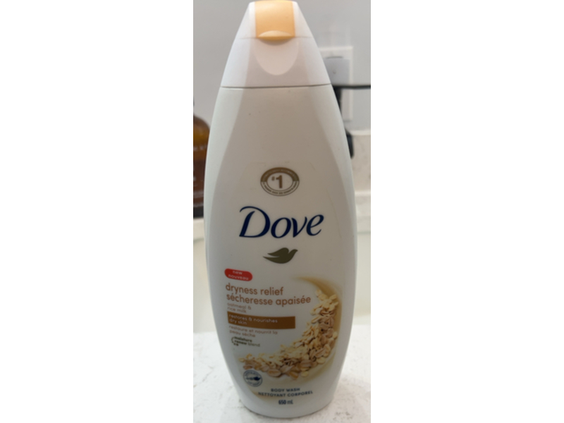 Dove Dryness Relief Body Wash, Oatmeal & Rice Milk, 650 mL, Pack Of 4